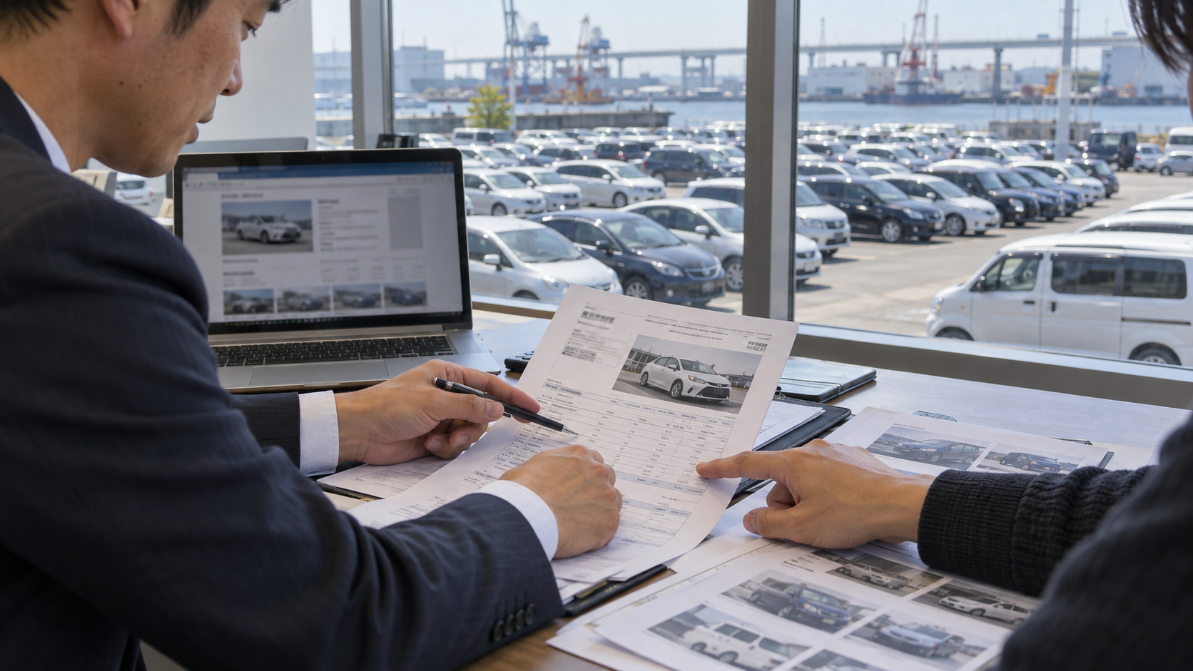 Reviewing vehicle purchase documents before buying a car from a Japanese exporter